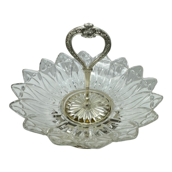 Federal Glass Vintage Footed Pedestal Serving/Trinket Dish Floral Design - Picture 6 of 8